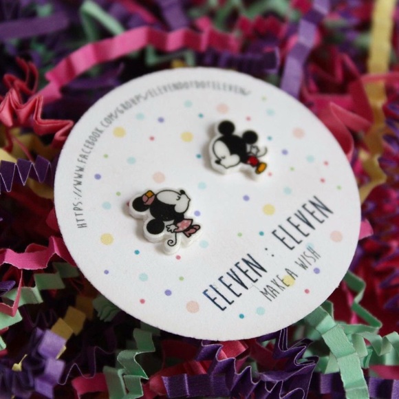 Polka Dot Flower Mouse Sweet Valentines Earrings - Picture 8 of 8